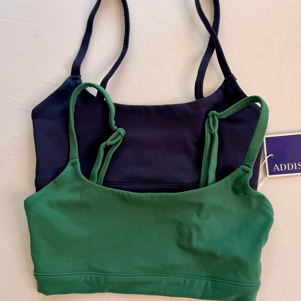 NWT‎ ADDISON BAY Green/Navy Bundle of Yoga Pilates Adjustable Bralettes XXS $136